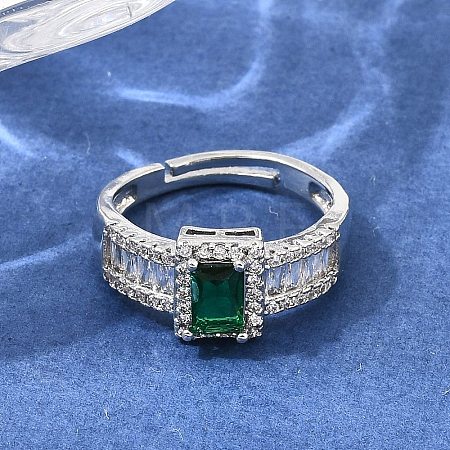 Brass Micro Pave Clear Cubic Zirconia Cuff Open Rings CU-CBA5C10-14P-1