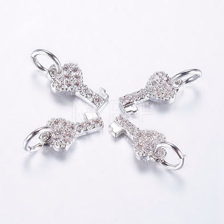 Long-Lasting Plated Brass Micro Pave Cubic Zirconia Charms X-ZIRC-F069-48P-1