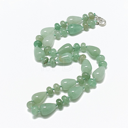 Natural Green Aventurine Beaded Necklaces NJEW-S389-17-1