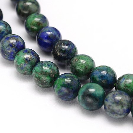 Natural Chrysocolla and Lapis Lazuli Beads Strands G-M279-08-4mm-1