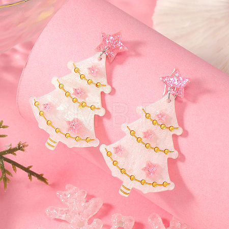 Resin Christmas Tree Stud Earrings OU3375-1-1