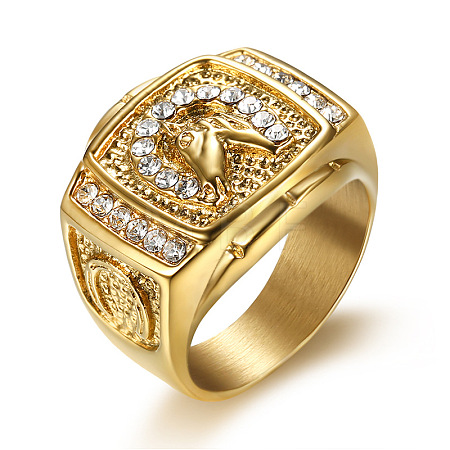 304 Stainless Steel Micro Pave Clear Cubic Zirconia Finger Rings for Men FS-WGEF432-04-1