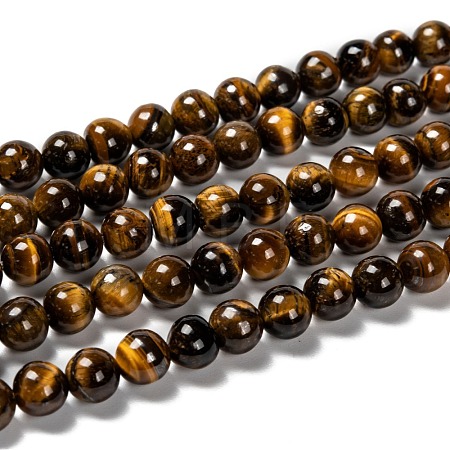 Grade AB Natural Tiger Eye Round Beads Strands G-E334-8mm-17-1