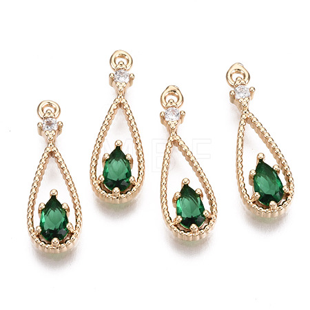 Brass Micro Pave Cubic Zirconia Pendants KK-R111-003-A01-1