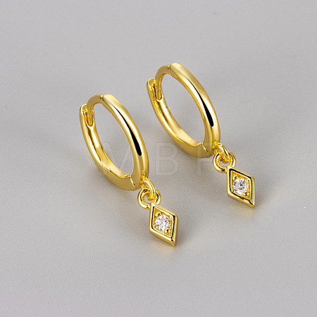 Brass & Clear Cubic Zirconia Hoop Earrings WG8BCA9-01-1