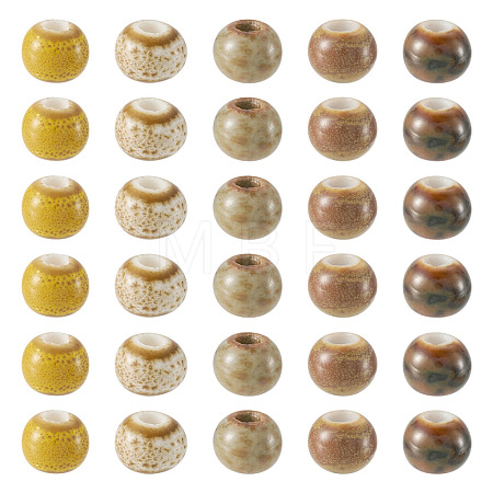 50Pcs 5 Colors Handmade Porcelain Beads PORC-TADJ0001-06B-1
