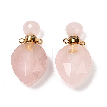 Natural Rose Quartz Faceted Teardrop Bottle Pendants G-A225-02G-02-1