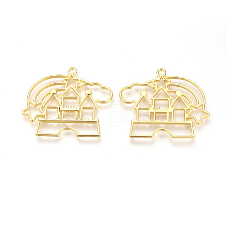 Alloy Open Back Bezel Pendants LS-PALLOY-R098-10G-1