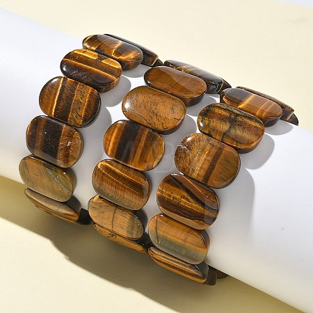 Natural Tiger Eye Beads Stretch Bracelets for Women Men BJEW-I323-02E-1