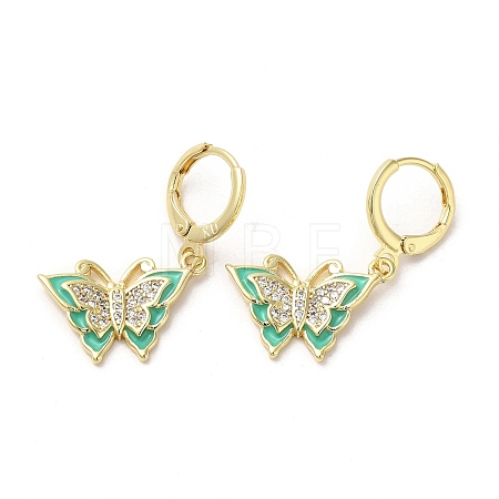 Butterfly Real 18K Gold Plated Brass Dangle Leverback Earrings EJEW-L268-035G-02-1