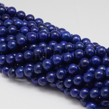 Dyed Round Natural Lapis Lazuli Beads Strands G-K081-4mm-1
