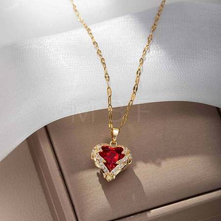 Heart 304 Stainless Steel Pendant Necklaces FS-WGE3147-04-1