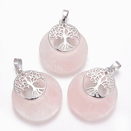 Natural Rose Quartz Pendants G-F573-C12-1