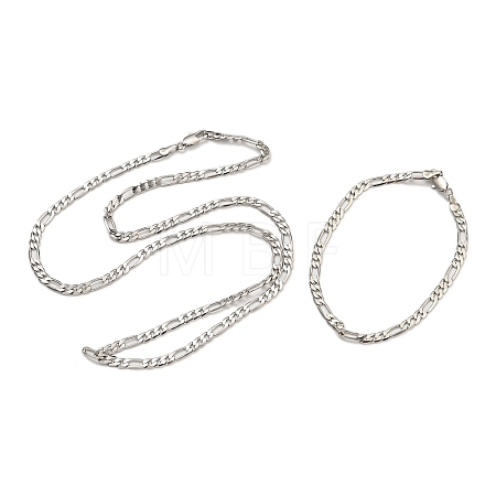 Brass Figaro Chain Bracelets & Necklaces for Women NJEW-U011-11P-1