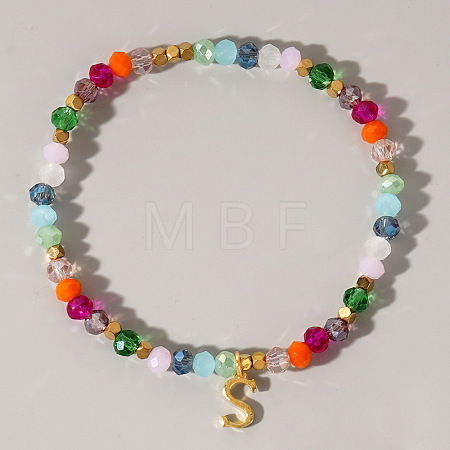 Brass Initial Charm Bracelets KC4213-19-1