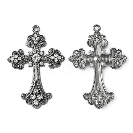 Alloy Rhinestone Cross Big Pendants ALRI-1475-B-RS-1