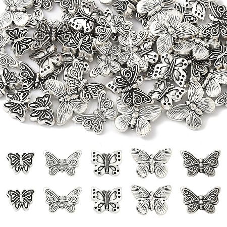 50Pcs 5 Styles Tibetan Style Alloy Beads FIND-YW0010-48-1