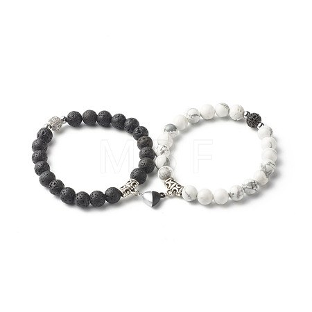 Magnetic Heart Clasps Bracelets Set for Couples Best Friends BJEW-JB06791-1