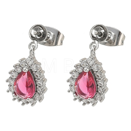 Brass Pave Cubic Zirconia Stud Earring Findings KK-C172-09P-1
