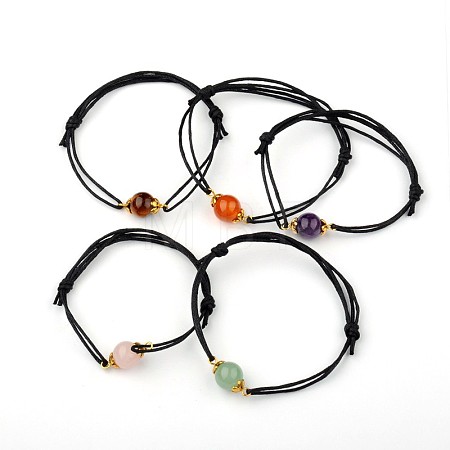 Gemstone Adjustable Link Bracelets BJEW-JB01554-7-1