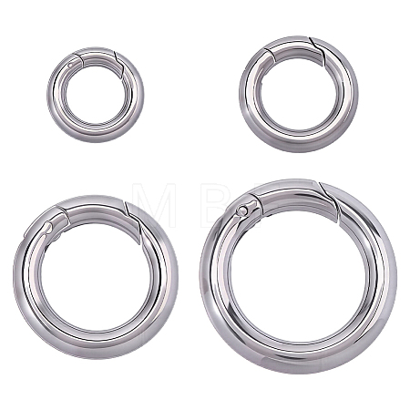 4Pcs 4 Styles 304 Stainless Steel Spring Gate Rings STAS-HY0002-16-1
