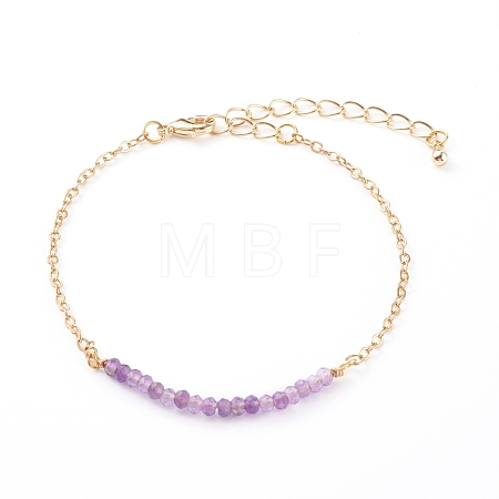 February Birthstone Natural Amethyst Beaded Bracelets BJEW-JB06092-02-1
