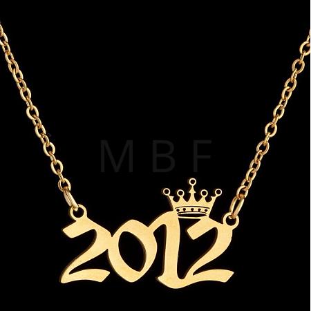Crown Birth Year 201 Stainless Steel Pendant Necklaces for Women FS-WG4E8F2-33-1