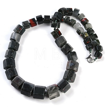 Natural Bloodstone Hexagon Prism Graduated Beaded Necklaces for Women Men NJEW-K388-03Q-1