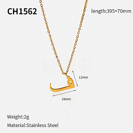 304 Stainless Steel Arabic Initial Letter Pendant Necklaces FS-WG7B6CA-12-1