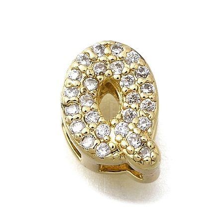 Brass Micro Pave Cubic Zirconia Letter Multi-Strand Links KK-D295-32G-17-1