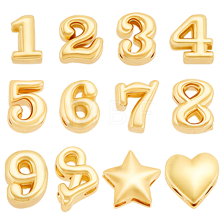 12Pcs 12 Styles Brass Charms KK-PH0014-82-1