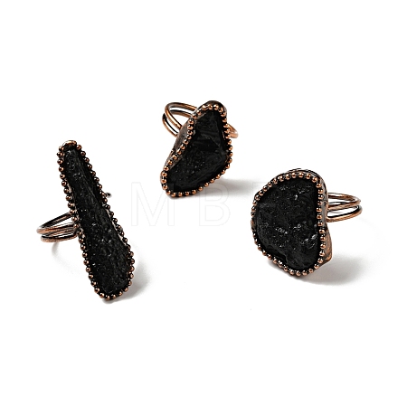 Natural Tektite Geometric Chunky Open Cuff Ring G-D468-37R-1