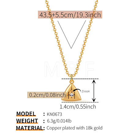Brass Micro Pave Clear Cubic Zirconia Geometric Pendant Cable Chain Necklaces for Women WG4F4F3-01-1