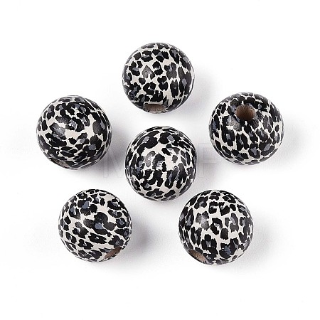 Printed Schima Wood Beads WOOD-N017-01B-1