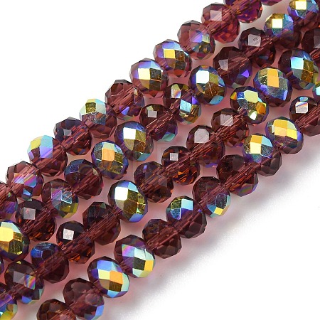 Electroplate Transparent Glass Beads Strands EGLA-A046-01A-14-1