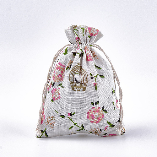 Polycotton(Polyester Cotton) Packing Pouches Drawstring Bags ABAG-T007-02N-1