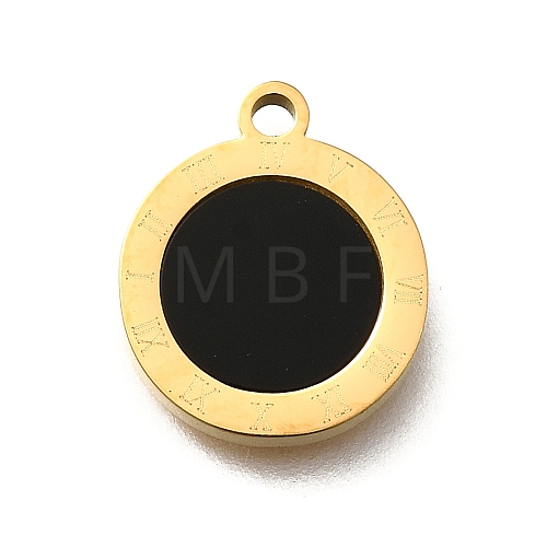 304 Stainless Steel Flat Round Charms STAS-Q348-10B-G-1