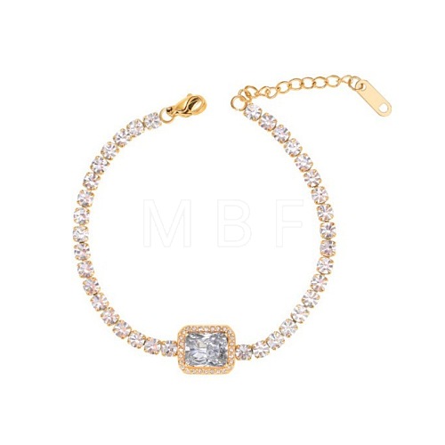Elegant European Stainless Steel Pave Clear Cubic Zirconia Link Bracelets for Women PD8073-6-1