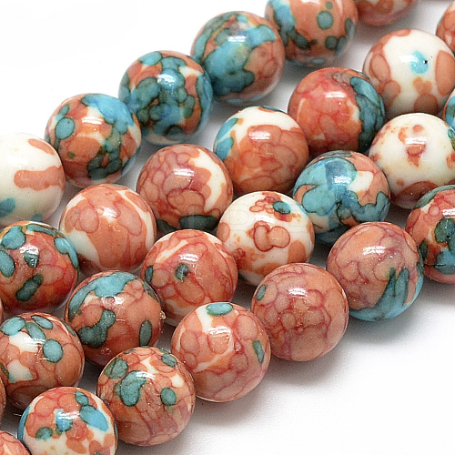 Synthetic Ocean White Jade Beads Strands G-S252-10mm-06-1