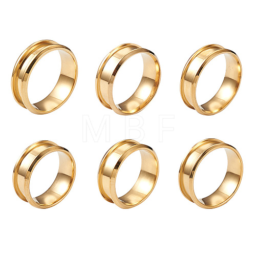 Yilisi 6Pcs 6 Sizes Stainless Steel Grooved Finger Ring Settings STAS-YS0001-18G-1