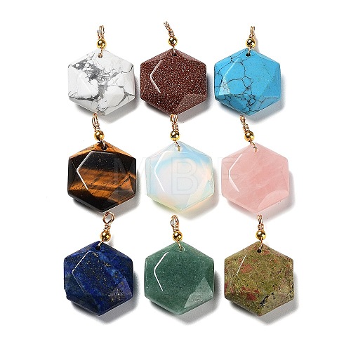 Natural & Synthetic Mixed Gemstone Pendants G-F757-A-1