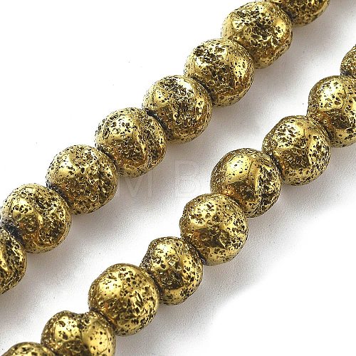 Electroplated Natural Lava Rock Beads Strands G-A251-E01-01C-1