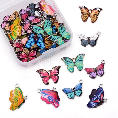 48Pcs 12 Styles Printed Alloy Pendants PALLOY-LS0001-04P-1