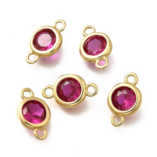 Brass Cubic Zirconia Connector Charms KK-Q043-24G-03-1