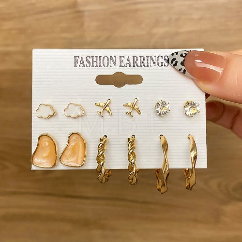 6 Pairs Alloy Hoop Earring Sets WG6DB3C-27-1