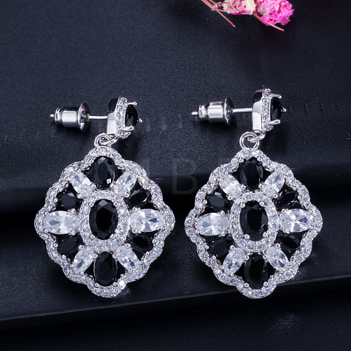 Brass Micro Pave Cubic Zirconia Dangle Stud Earrings WG0A5CC-08-1