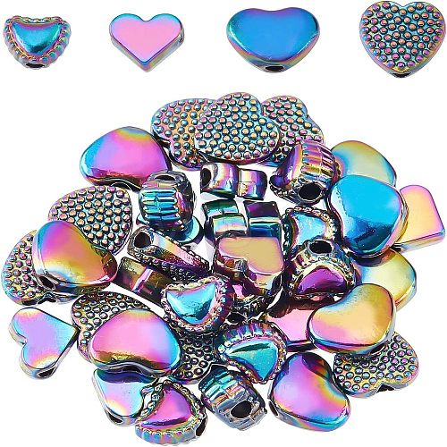 40Pcs 4 Style Rack Plating Rainbow Color Alloy Beads FIND-FH0004-34-1