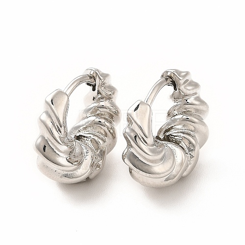 Twist Ring Rack Plating Brass Hoop Earring for Women EJEW-H091-14P-1
