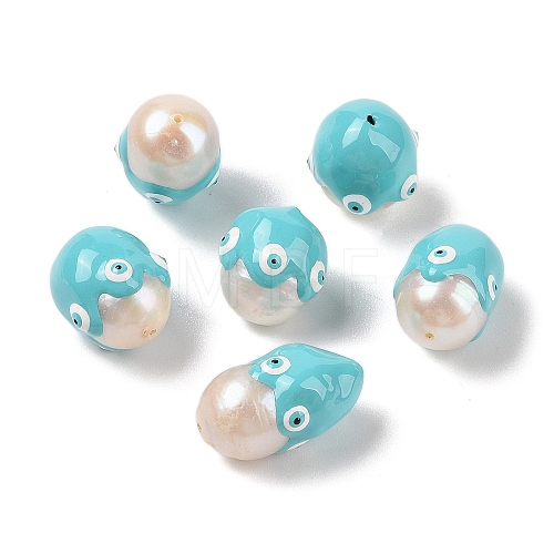 Natural Pearl Enamel Beads PEAR-G014-05B-1