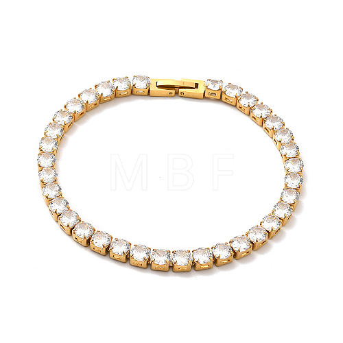 Clear Cubic Zirconia Tennis Bracelet BJEW-E009-25A-G-1